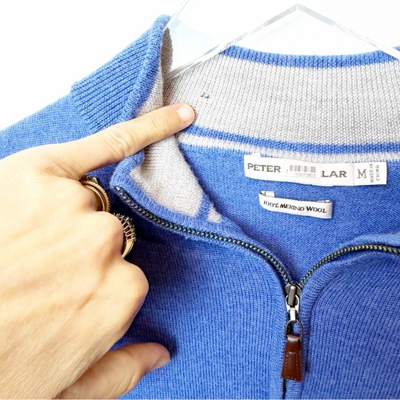 Peter Millar | Men's Extrafine Italian Merino Wool Quarter Zip Pullover Sweater - Picture 9 of 10